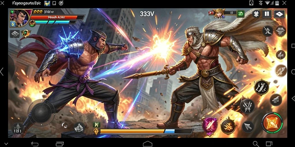Gameplay 333V menampilkan pertarungan intens antara karakter yang kuat.
