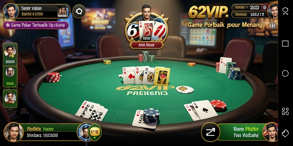 Tampilan gameplay menarik dari aplikasi Poker 62VIP.