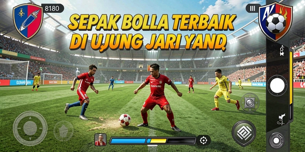 Tampilan gameplay menegangkan dalam 8180 dengan aksi sepak bola seru.