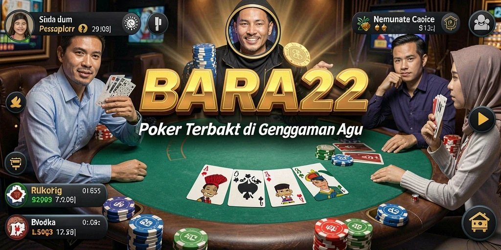 Screenshot gameplay BARA22 dengan suasana permainan poker yang seru.