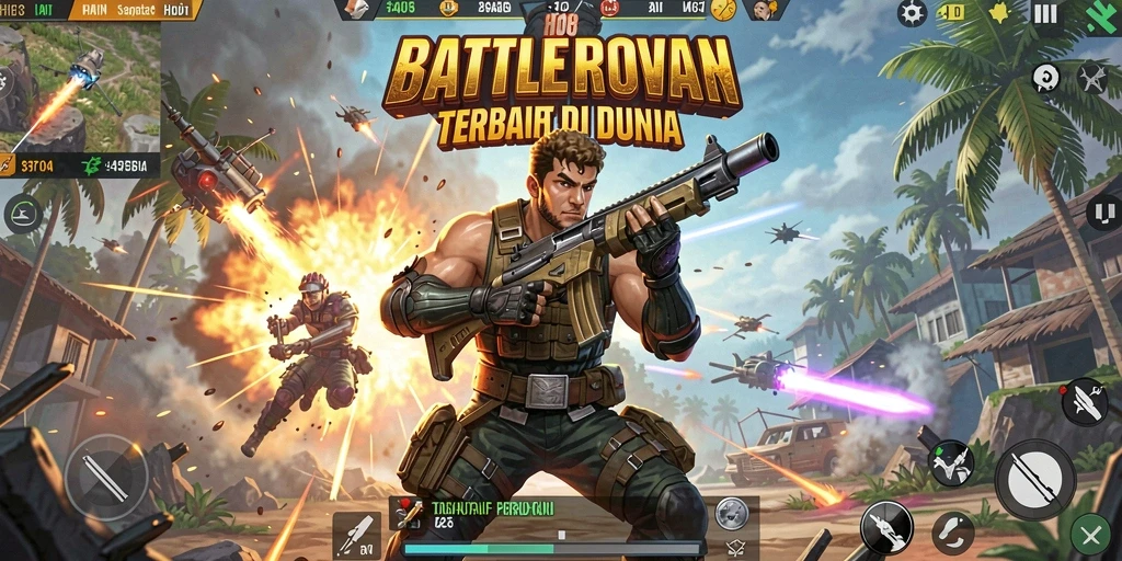 Screenshot H03 menampilkan aksi seru di pertempuran Battle Royale.