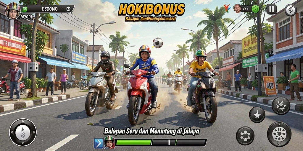 Tampilan gameplay HOKIBONUS dengan aksi balapan yang mendebarkan.