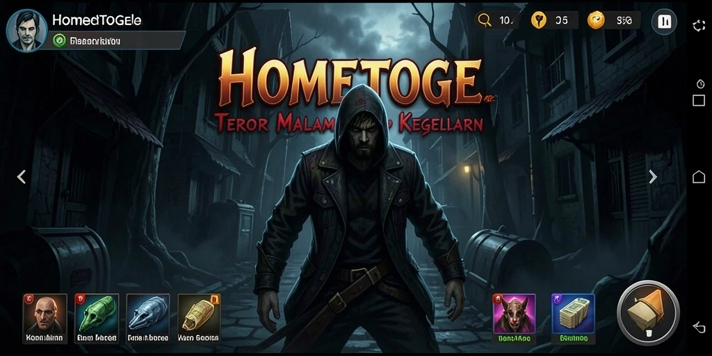 Screenshot HOMETOGEL menampilkan momen menegangkan saat menjelajahi ruang angker.