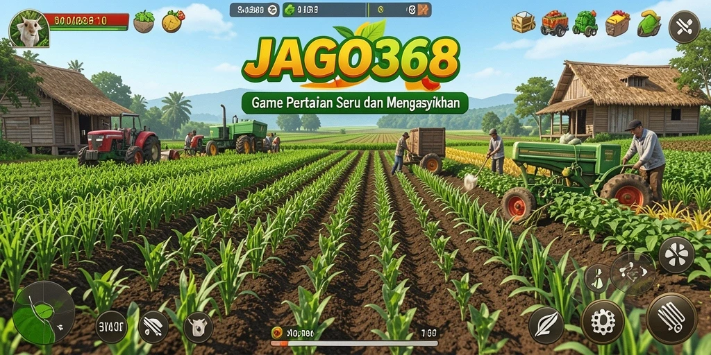 Screenshot JAGO368 menampilkan gameplay pertanian yang penuh warna dan mendetail.
