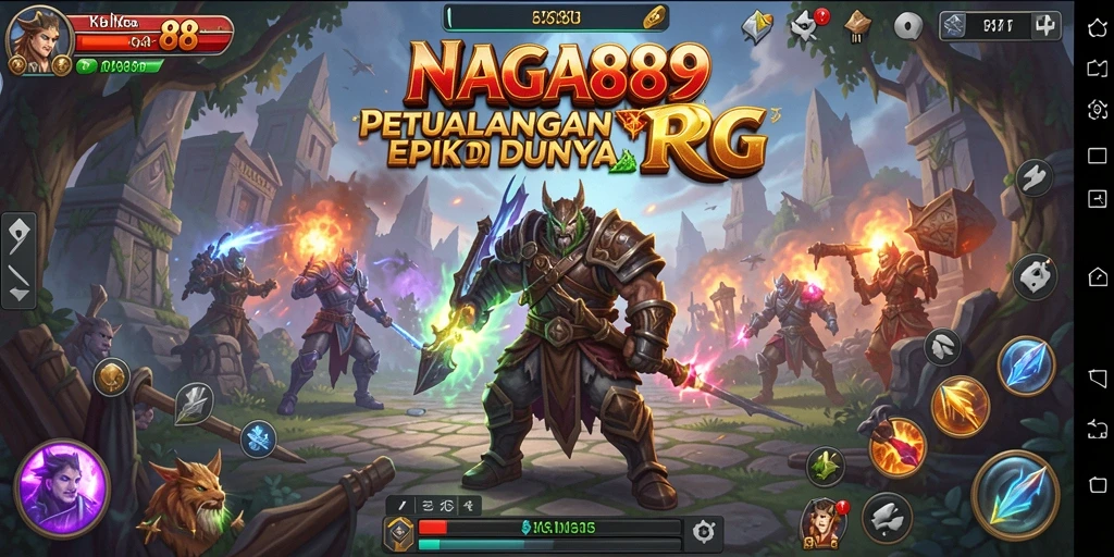 Screenshot NAGA889 menampilkan aksi seru dalam pertempuran RPG.