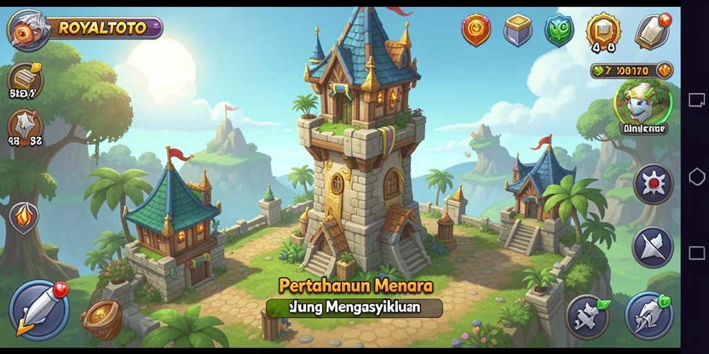 Tampilan gameplay ROYALTOTO yang menarik dalam mode Tower Defense.