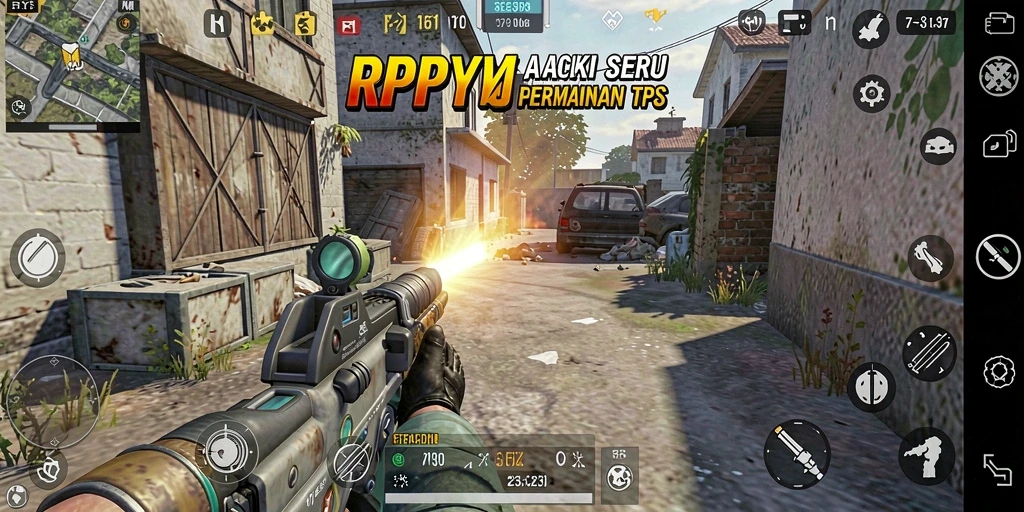 Screenshot gameplay RPYYY menampilkan aksi tembak-menembak yang intens.