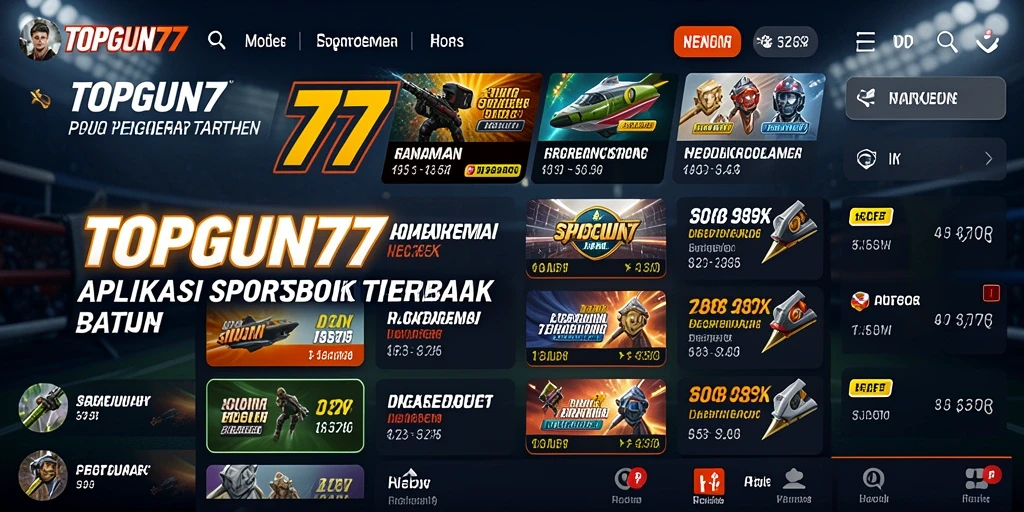 Tampilan antarmuka menarik dari aplikasi TOPGUN77 saat melakukan taruhan.