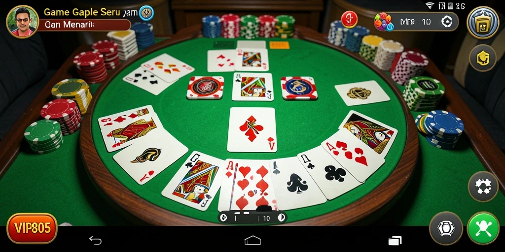 Screenshot utama menunjukkan serunya permainan Gaple di VIP805.